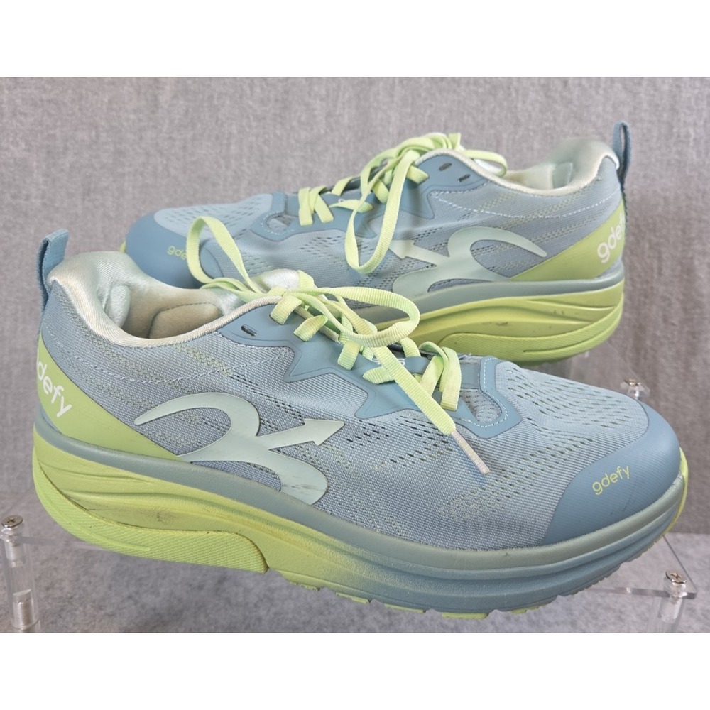 GDEFY Mighty Walk Sneakers Womens 9.5 Orthotic Comfort Fit Blue Lime Green Shoes